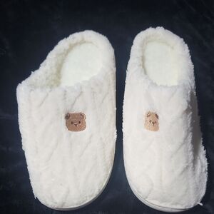 Cozy White Slippers with Bear Design